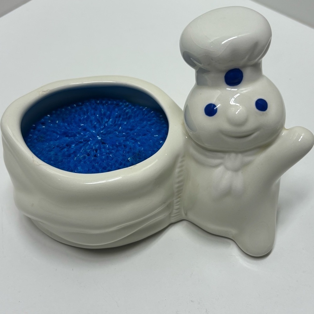 Vintage 1997 Pillsbury Doughboy ceramic kitchen sponge holder